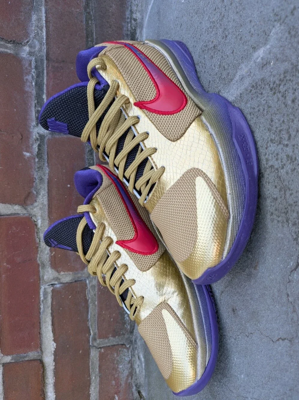 Nike Kobe V Protro UNDFTD Gold Purple Red Basketball Shoes Low Top Size 6